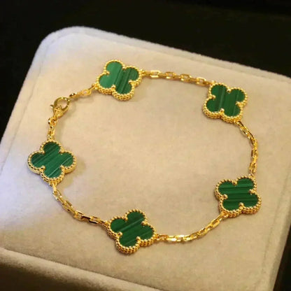 [Aura Jewels]New  CLOVER 5 MOTIF MALACHITE BRACELET COLLECTION