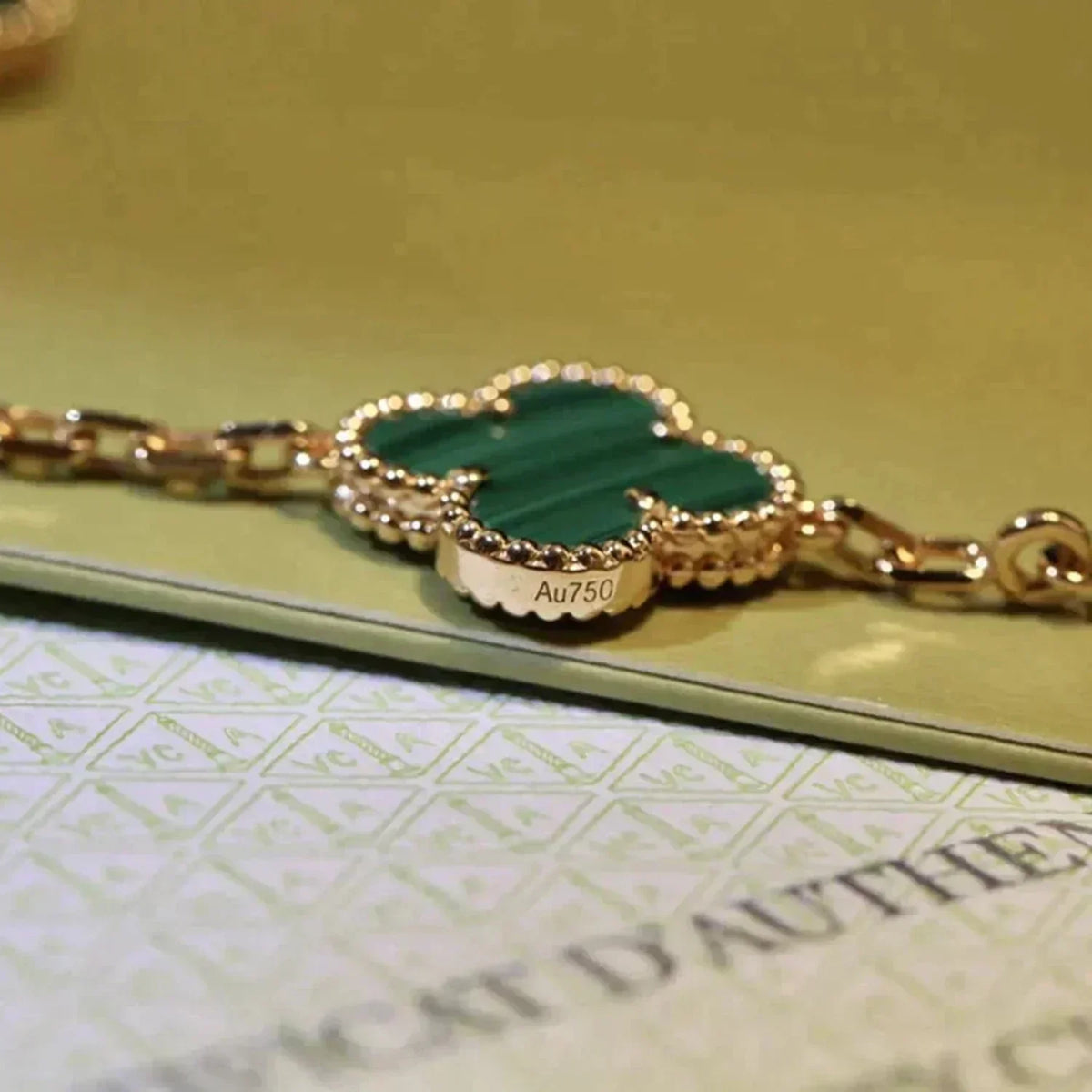 [Aura Jewels]New  CLOVER 5 MOTIF MALACHITE BRACELET COLLECTION