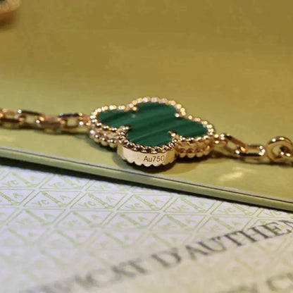[Aura Jewels]New  CLOVER 5 MOTIF MALACHITE BRACELET COLLECTION