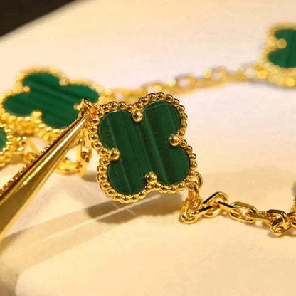 [Aura Jewels]New  CLOVER 5 MOTIF MALACHITE BRACELET COLLECTION