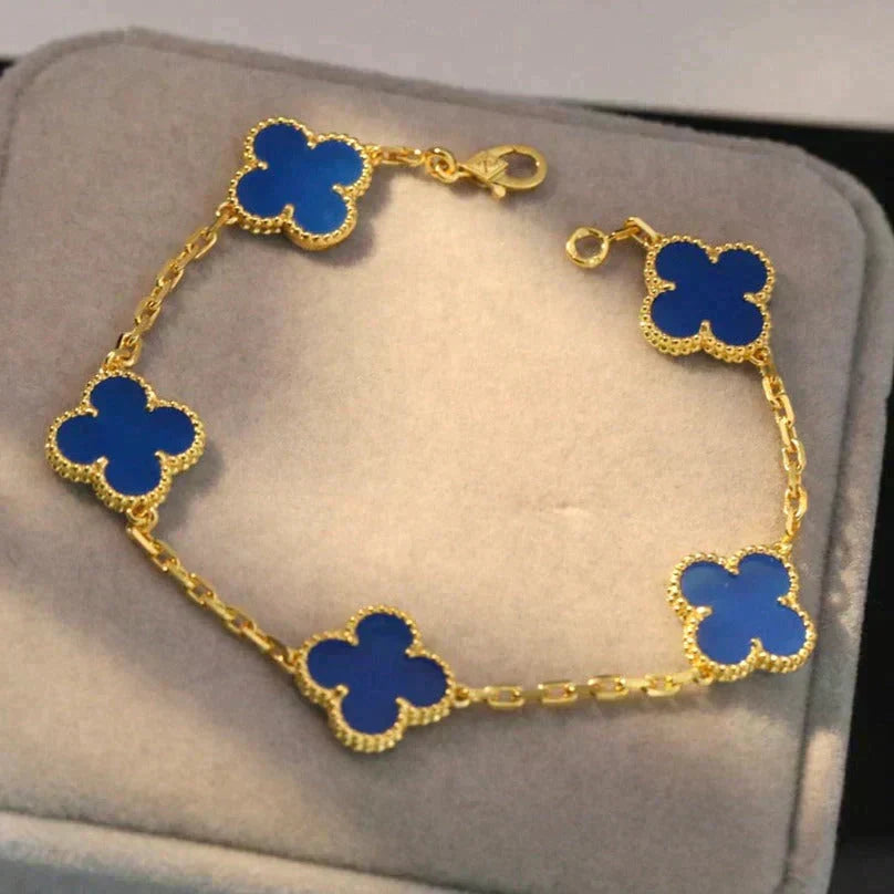 [Aura Jewels]New CLOVER 5 MOTIF BLUE AGATE BRACELET COLLECTION