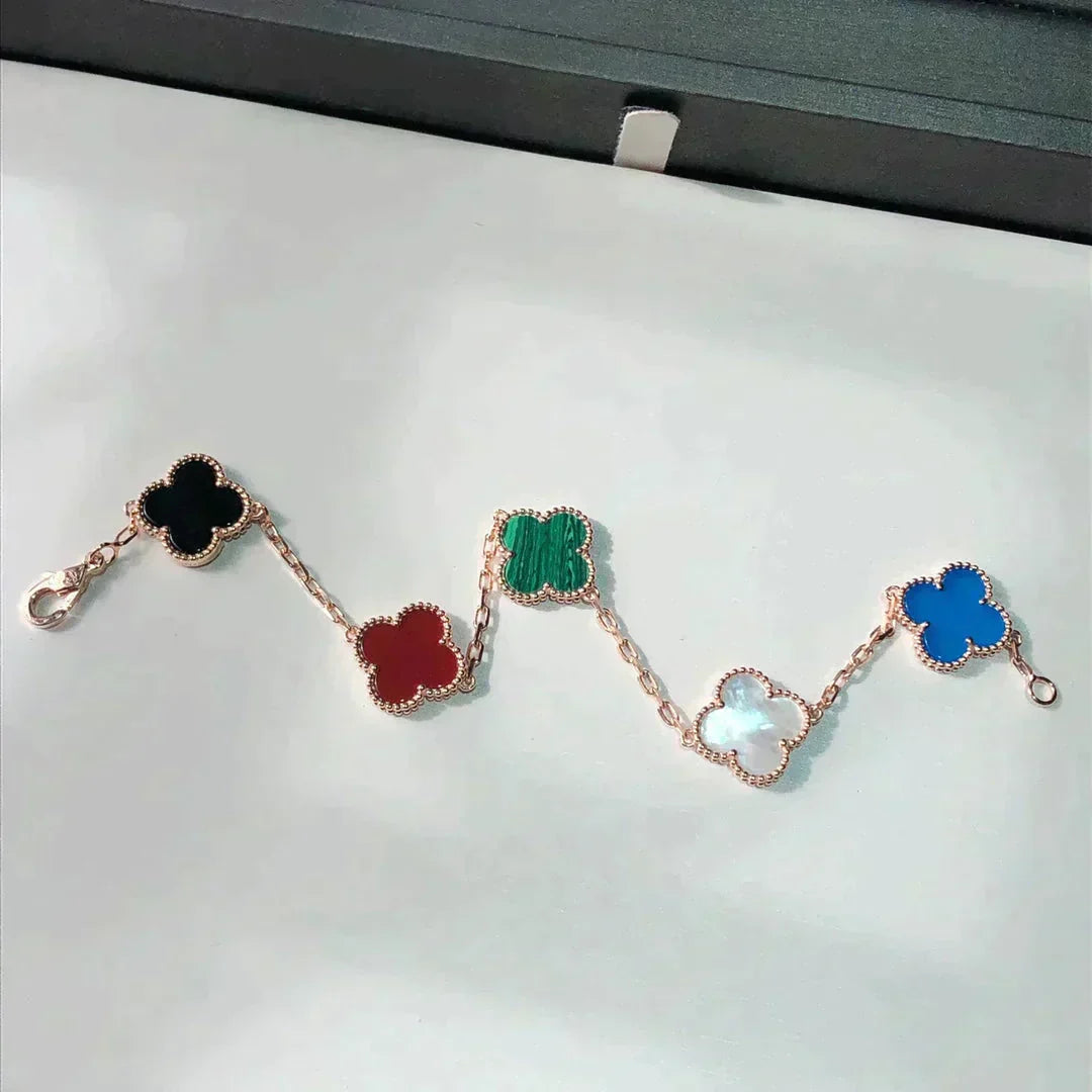 [Aura Jewels]New CLOVER 5 MOTIFS MULTICOLOR BRACELET