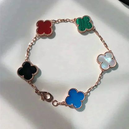 [Aura Jewels]New CLOVER 5 MOTIFS MULTICOLOR BRACELET