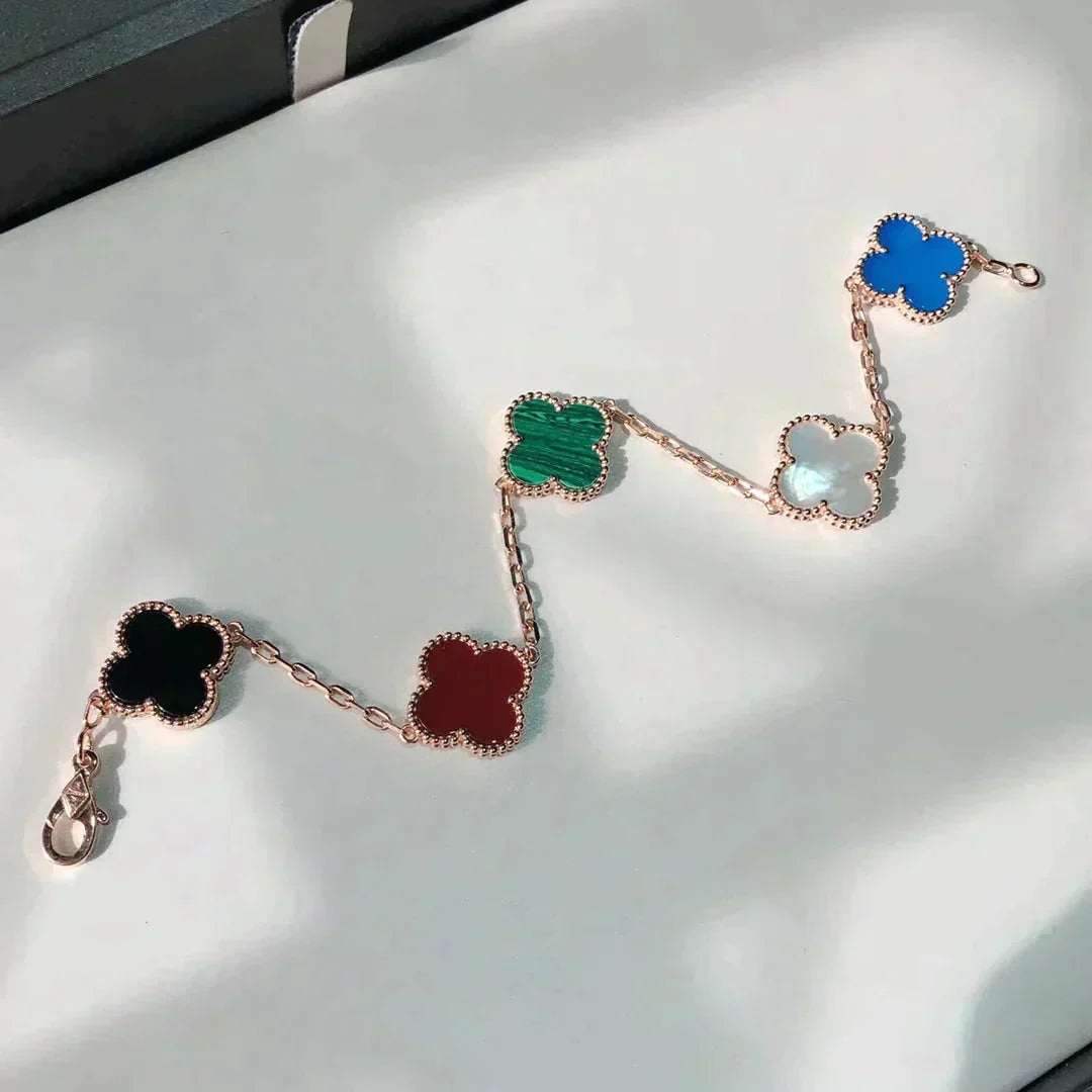 [Aura Jewels]New CLOVER 5 MOTIFS MULTICOLOR BRACELET