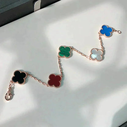 [Aura Jewels]New CLOVER 5 MOTIFS MULTICOLOR BRACELET