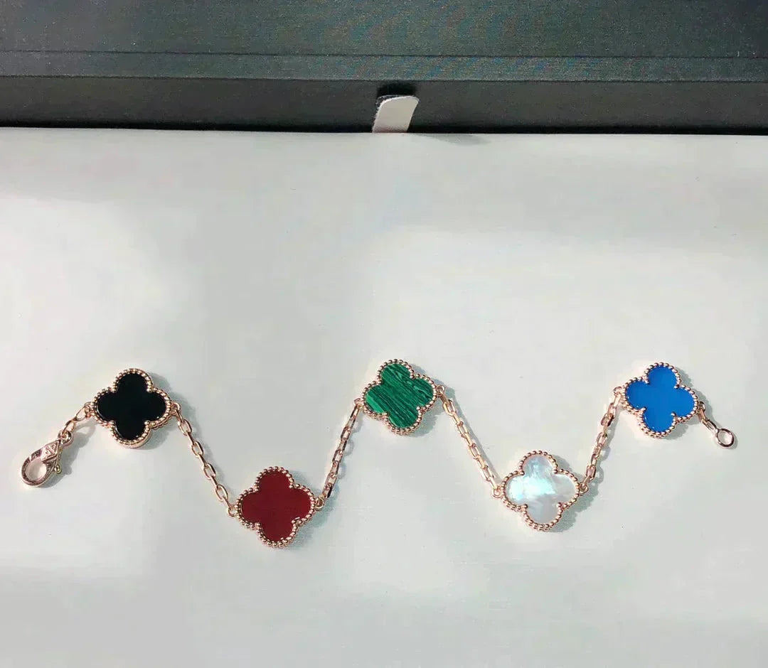 [Aura Jewels]New CLOVER 5 MOTIFS MULTICOLOR BRACELET