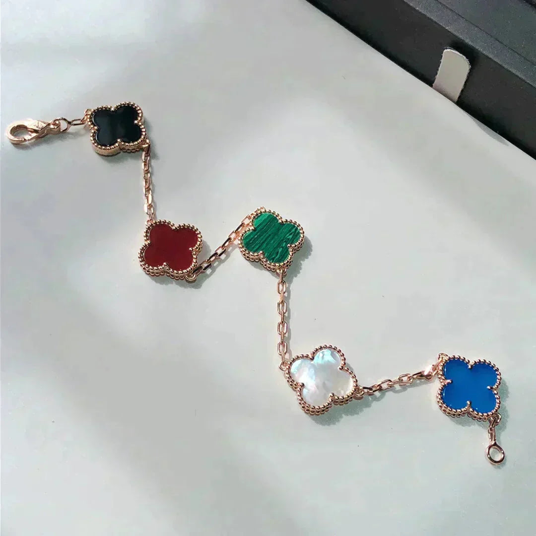 [Aura Jewels]New CLOVER 5 MOTIFS MULTICOLOR BRACELET