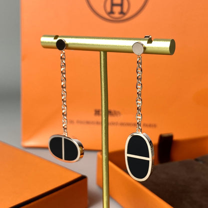 ¡®Aura Jewels¡¯CHAINE VERSO BLACK CERAMIC EARRINGS