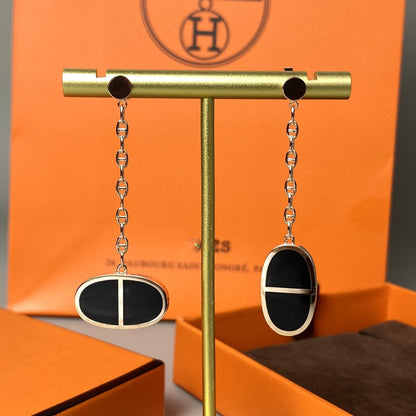 ¡®Aura Jewels¡¯CHAINE VERSO BLACK CERAMIC EARRINGS