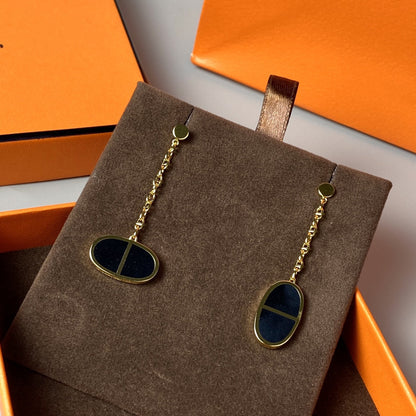¡®Aura Jewels¡¯CHAINE VERSO BLACK CERAMIC EARRINGS
