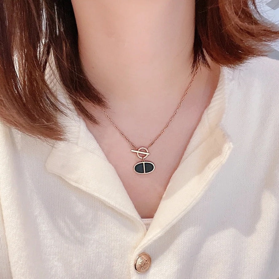 ¡®Aura Jewels¡¯CHAINE VERSO BLACK CERAMIC NECKLACE