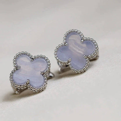 ¡®Aura Jewels¡¯CLOVER MEDIUM 1 MOTIFS  WHITE MOP EARRINGS SILVER