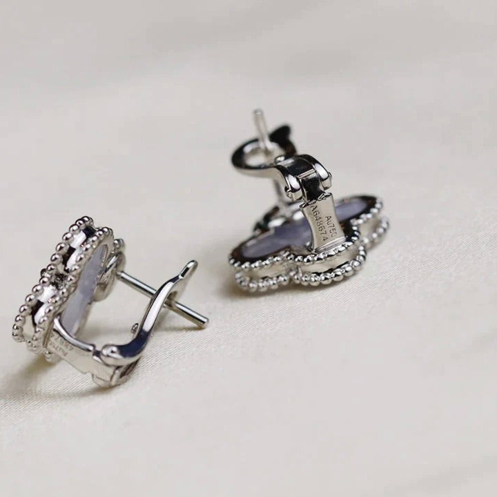 ¡®Aura Jewels¡¯CLOVER MEDIUM 1 MOTIFS  WHITE MOP EARRINGS SILVER