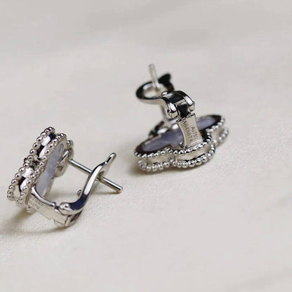 ¡®Aura Jewels¡¯CLOVER MEDIUM 1 MOTIFS  WHITE MOP EARRINGS SILVER