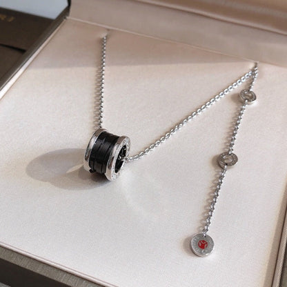 [Aura Jewels]ZERO 1 BLACK CERAMIC SILVER NECKLACE