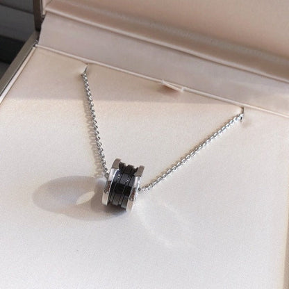 [Aura Jewels]ZERO 1 BLACK CERAMIC SILVER NECKLACE