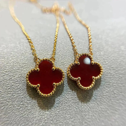 ¡®Aura Jewels¡¯CLOVER 15MM CARNELIAN SINGLE FLOWER NECKLACE