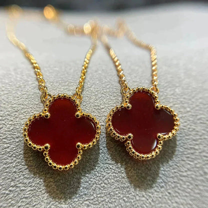 ¡®Aura Jewels¡¯CLOVER 15MM CARNELIAN SINGLE FLOWER NECKLACE