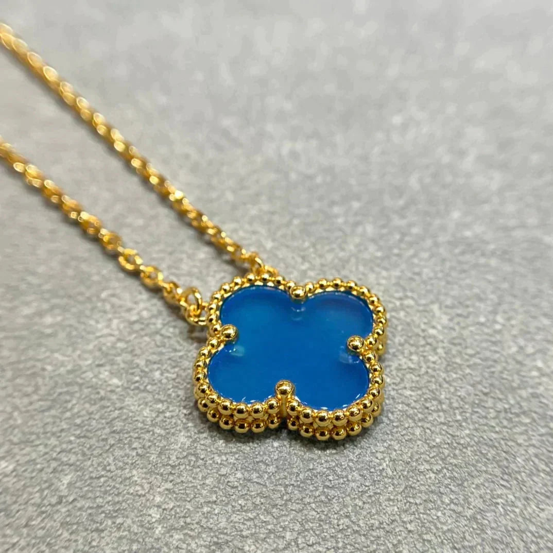 ¡®Aura Jewels¡¯CLOVER 15MM BLUE AGATE NECKLACE
