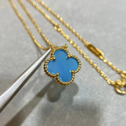 ¡®Aura Jewels¡¯CLOVER 15MM BLUE AGATE NECKLACE