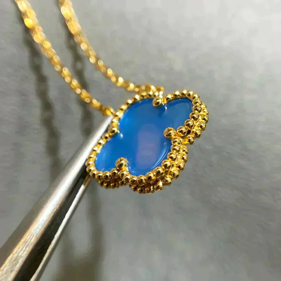 ¡®Aura Jewels¡¯CLOVER 15MM BLUE AGATE NECKLACE