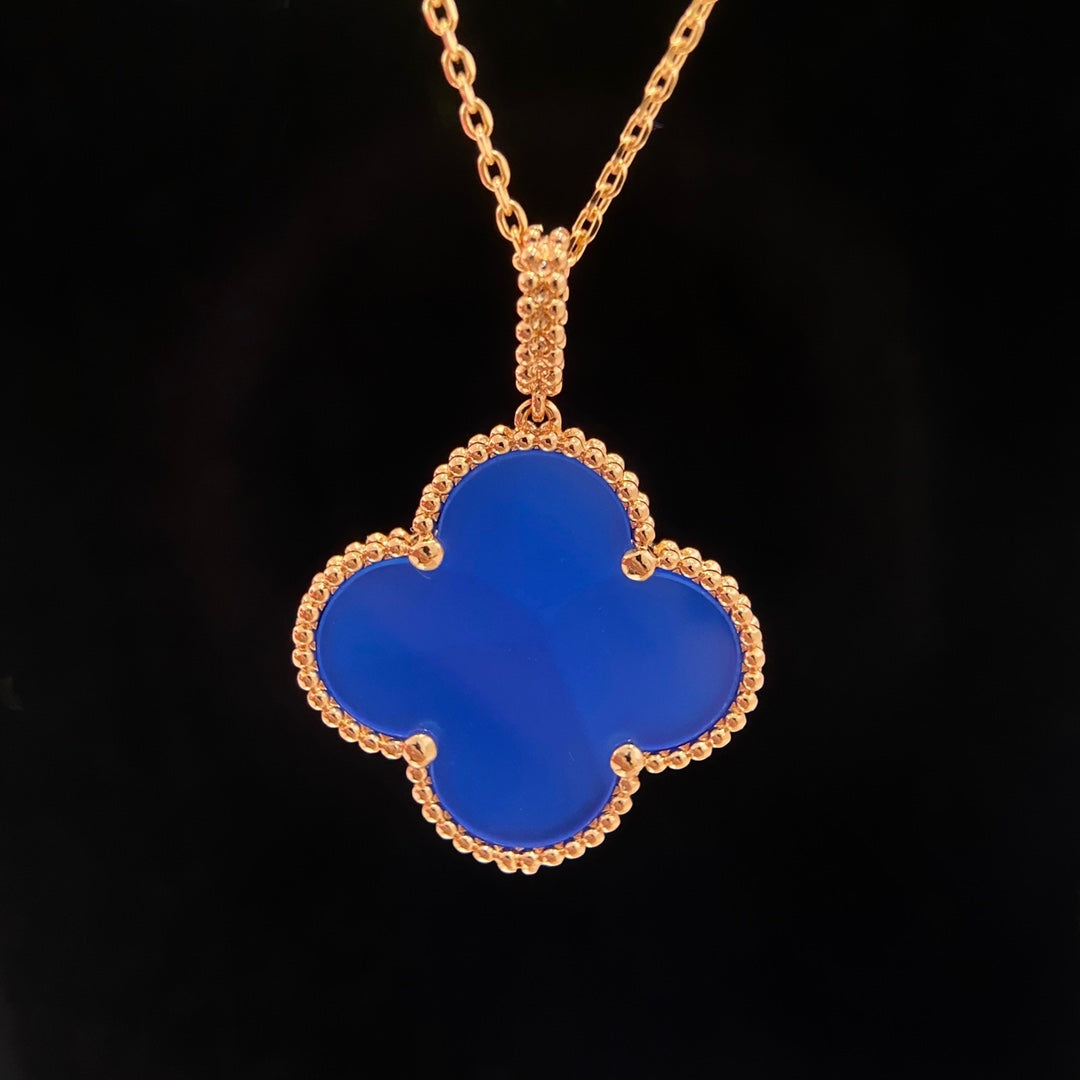 ¡®Aura Jewels¡¯CLOVER 25MM NECKLACE TURQUOISE ROSE GOLD