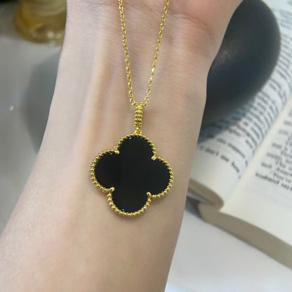 ¡®Aura Jewels¡¯CLOVER 25MM NECKLACE GOLD ONYX