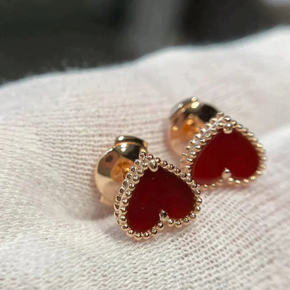 ¡®Aura Jewels¡¯HEART CARNELIAN STUD EARRINGS