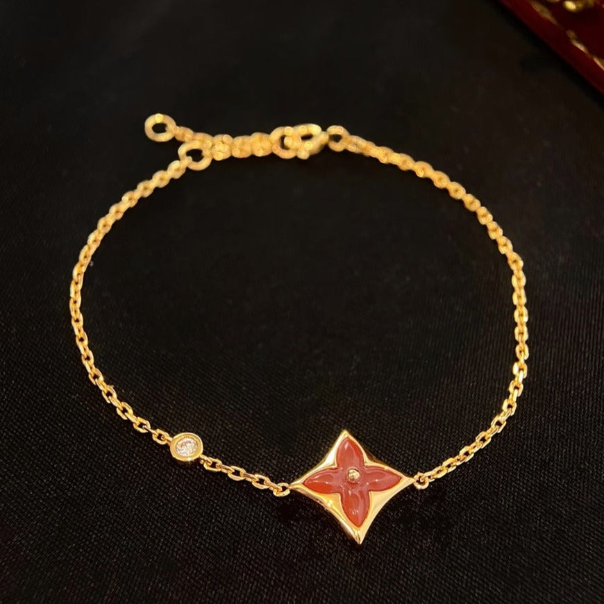 ¡®Aura Jewels¡¯COLOR STAR CARNELIAN PINK GOLD DIAMOND BRACELET