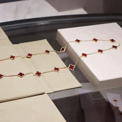 ¡®Aura Jewels¡¯CLOVER 20 MOTIFS CARNELIAN NECKLACE