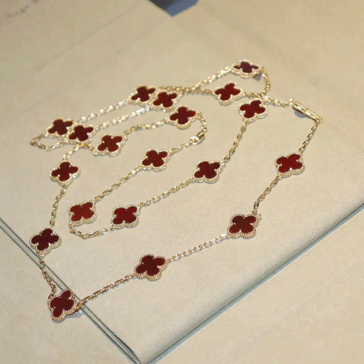 ¡®Aura Jewels¡¯CLOVER 20 MOTIFS CARNELIAN NECKLACE