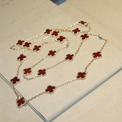 ¡®Aura Jewels¡¯CLOVER 20 MOTIFS CARNELIAN NECKLACE