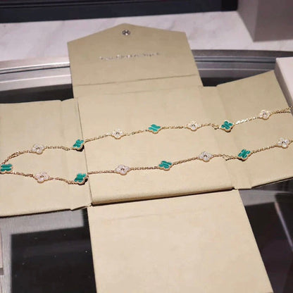 ¡®Aura Jewels¡¯CLOVER 20 MOTIFS MALACHITE DIAMOND NECKLACE