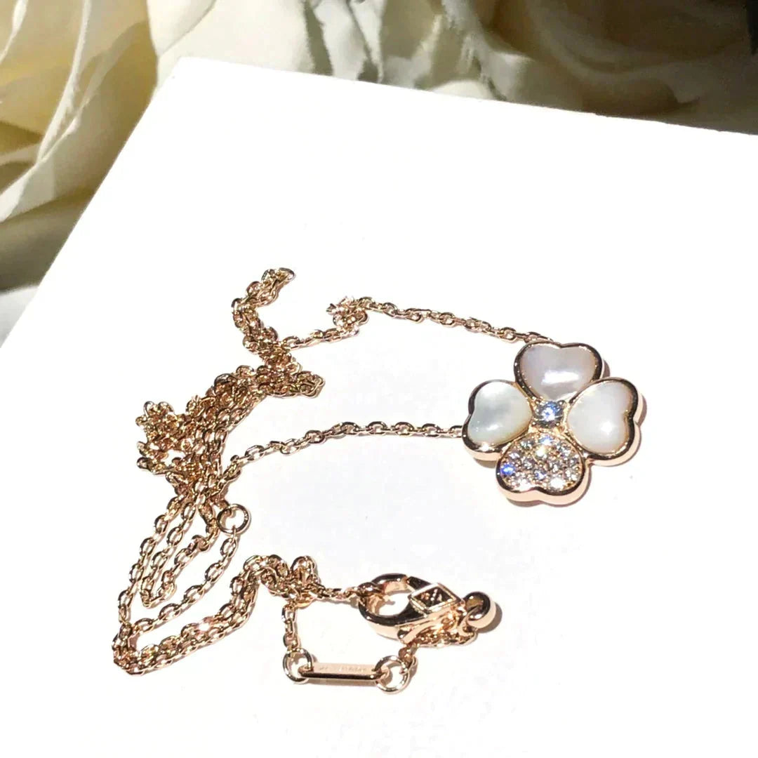 ¡®Aura Jewels¡¯CLOVER MOP DIAMOND ROSE GOLD NECKLACE