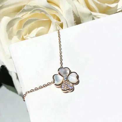 ¡®Aura Jewels¡¯CLOVER MOP DIAMOND ROSE GOLD NECKLACE