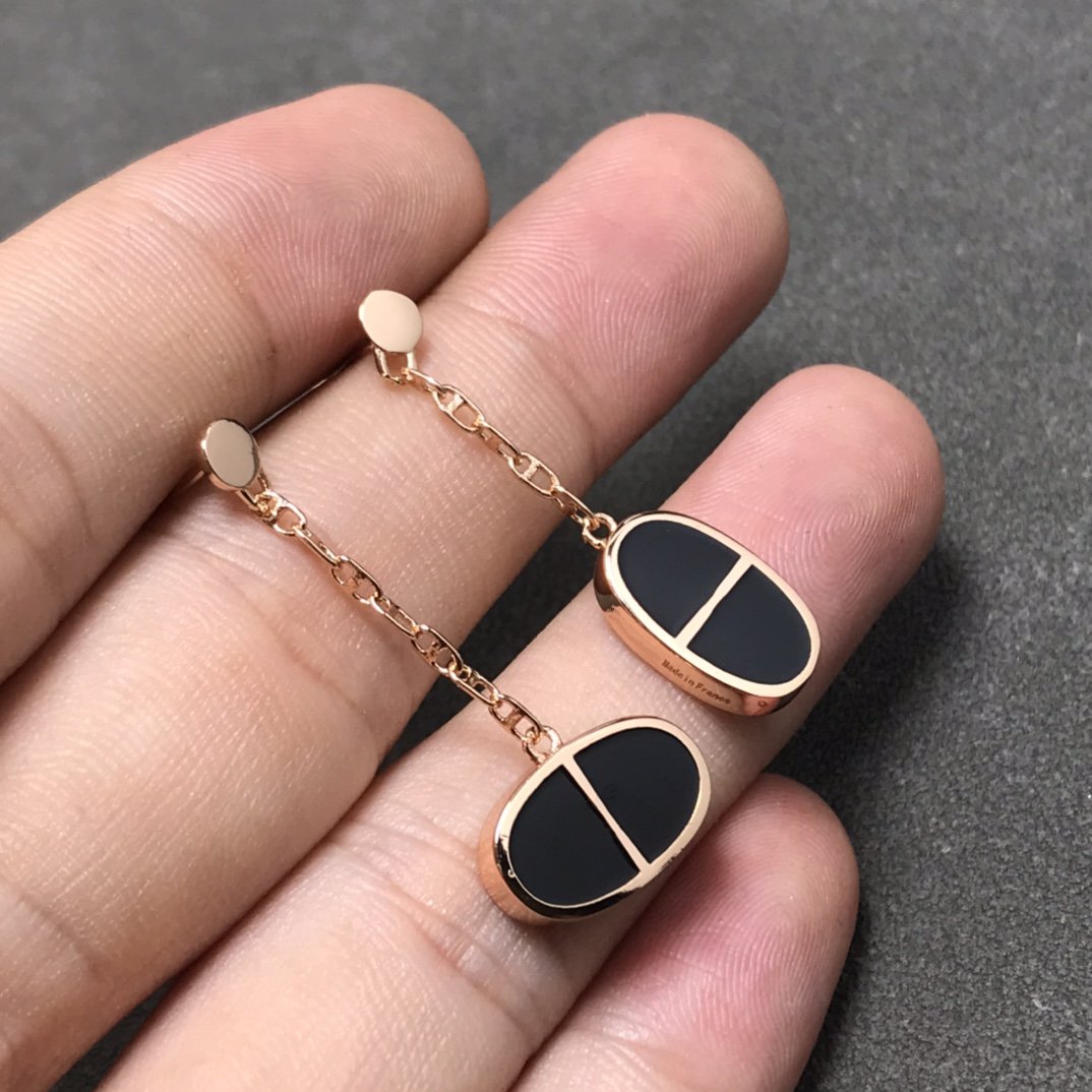 ¡®Aura Jewels¡¯CHAINE VERSO BLACK CERAMIC SILVER EARRINGS