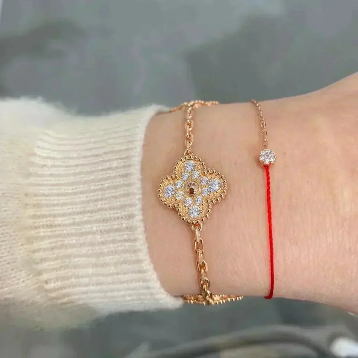 [Aura Jewels] New  CLOVER 5 MOTIF FULL DIAMOND BRACELET COLLECTION