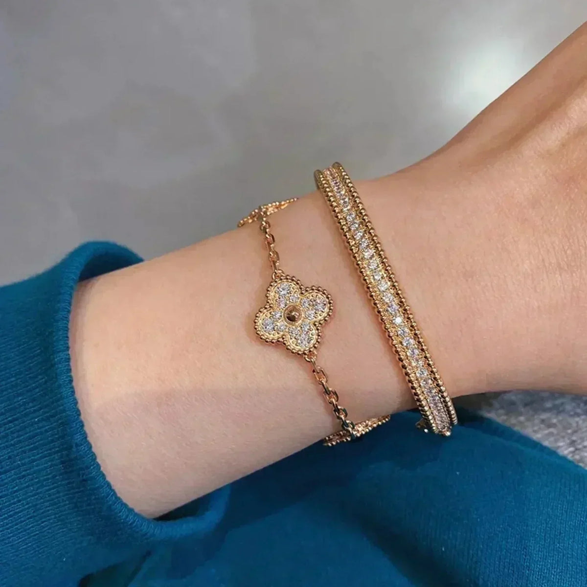 [Aura Jewels] New  CLOVER 5 MOTIF FULL DIAMOND BRACELET COLLECTION