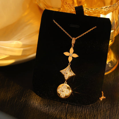 ¡®Aura Jewels¡¯STAR AND SUN DIAMOND PINK GOLD NECKLACE