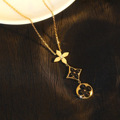 ¡®Aura Jewels¡¯STAR AND SUN ONYX PINK GOLD NECKLACE