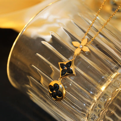 ¡®Aura Jewels¡¯STAR AND SUN ONYX PINK GOLD NECKLACE
