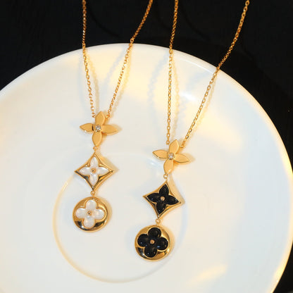 ¡®Aura Jewels¡¯STAR AND SUN ONYX PINK GOLD NECKLACE