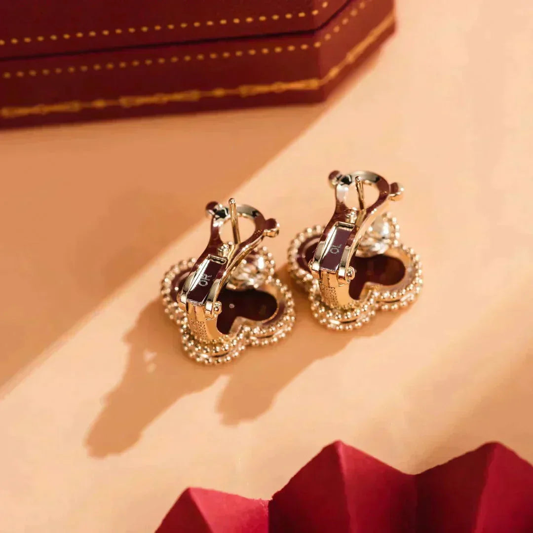 ¡®Aura Jewels¡¯CLOVER MEDIUM 1 MOTIFS CARNELIAN  EARRINGS