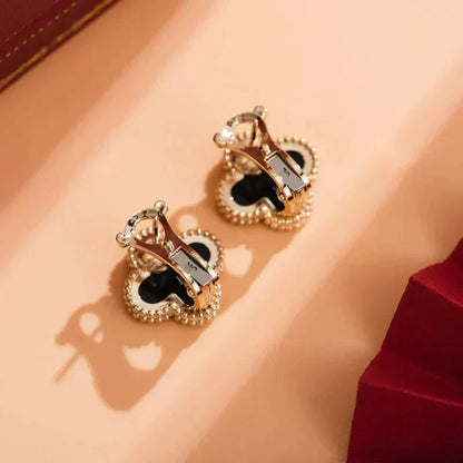 ¡®Aura Jewels¡¯CLOVER MEDIUM 1 MOTIFS  ONYX STUD EARRINGS