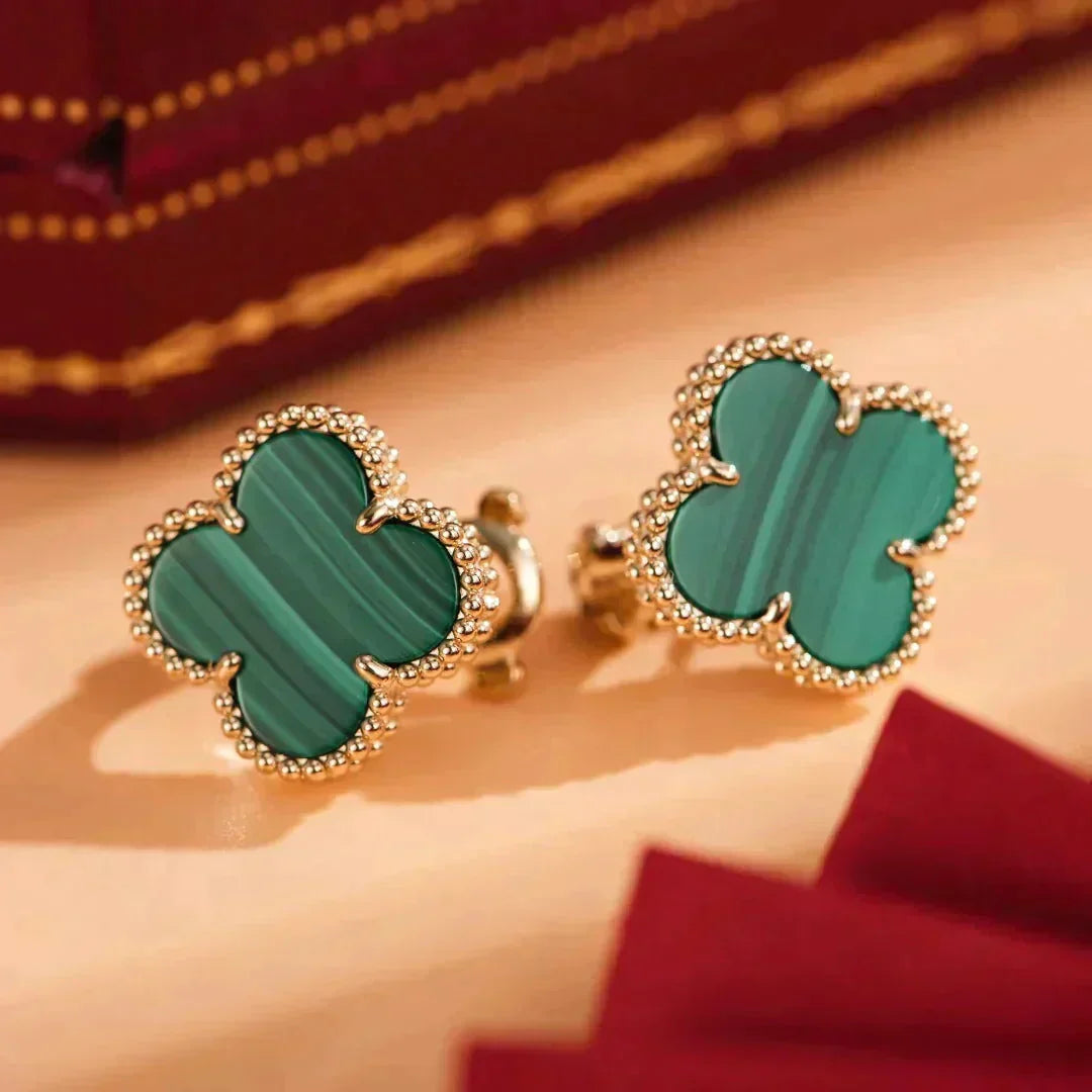 ¡®Aura Jewels¡¯CLOVER MEDIUM 1 MOTIFS MALACHITE  EARRINGS