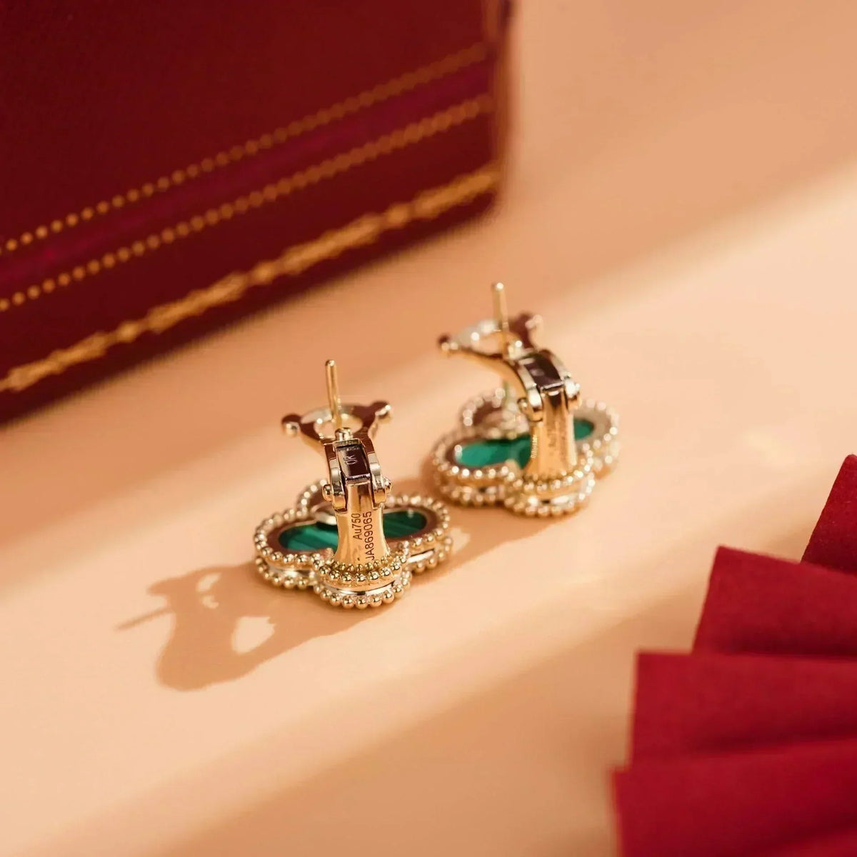 ¡®Aura Jewels¡¯CLOVER MEDIUM 1 MOTIFS MALACHITE  EARRINGS