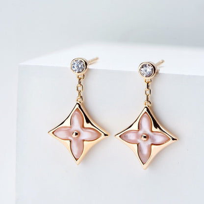 ¡®Aura Jewels¡¯DOUBLE STAR PINK GOLD MOP DROP EARRINGS