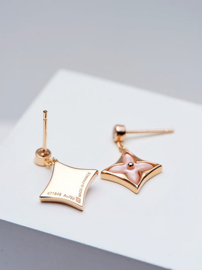 ¡®Aura Jewels¡¯DOUBLE STAR PINK GOLD MOP DROP EARRINGS