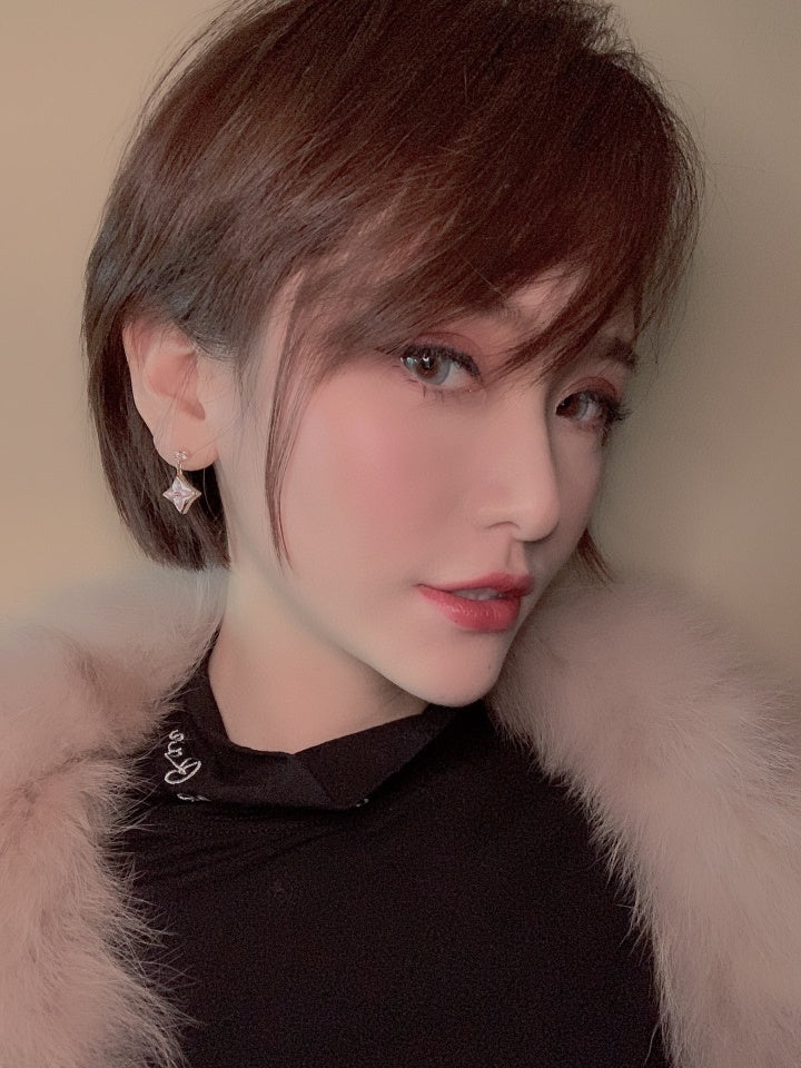 ¡®Aura Jewels¡¯DOUBLE STAR PINK GOLD MOP DROP EARRINGS
