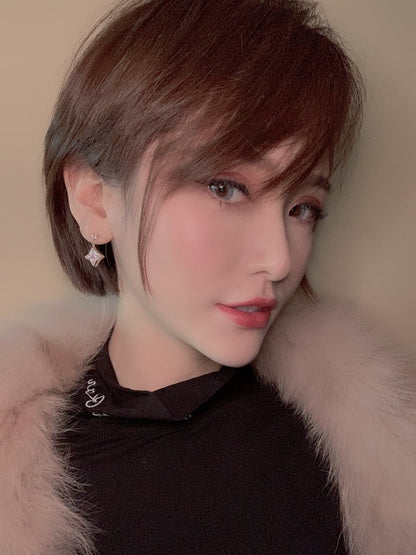 ¡®Aura Jewels¡¯DOUBLE STAR PINK GOLD MOP DROP EARRINGS